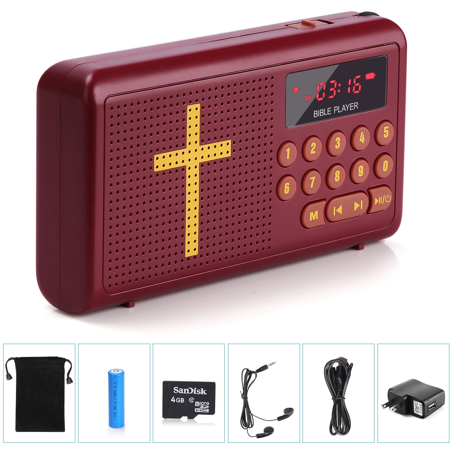 with Rechargeable Battery, Charger, Ear Buds and Built-in Speaker Daily Meditation 1 KJV Dramatized Audio Bible Player King James Version Electronic Bible 