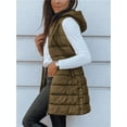 thumbnail image 2 of Fall Winter Women Sleeveless Long Vest Hooded Puffer Zipper Outwear Vest, 2 of 4