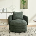 thumbnail image 2 of Modern Swivel Accent Chair, 360° Rotating Barrel Club Chair with Pillow, Chenille Upholstered Armchair for Living Room, Bedroom, Lounge, Green, 2 of 14