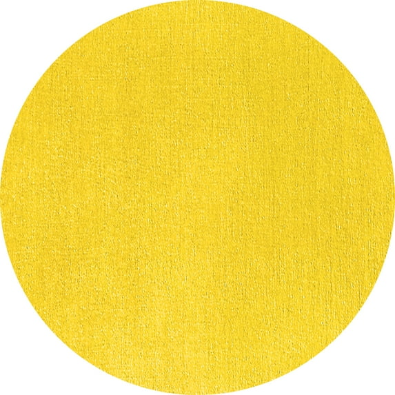 Ahgly Company Machine Washable Indoor Round Solid Yellow Modern Area Rugs, 6' Round