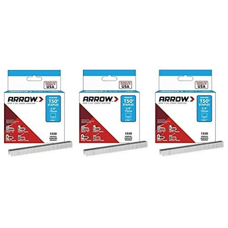 

Arrow T50 Heavy Duty Staple 3/8 Inches 1250 Staples Pack of 3