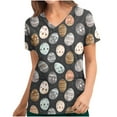 thumbnail image 3 of Jinhomg Womens Holiday Scrub Top Cute Easter Day Colored Eggs Graphic Tunic Blouse Casual Comfy Short Sleeve V-Neck Nursing Uniform 2025 Saving Multicolor XL, 3 of 5