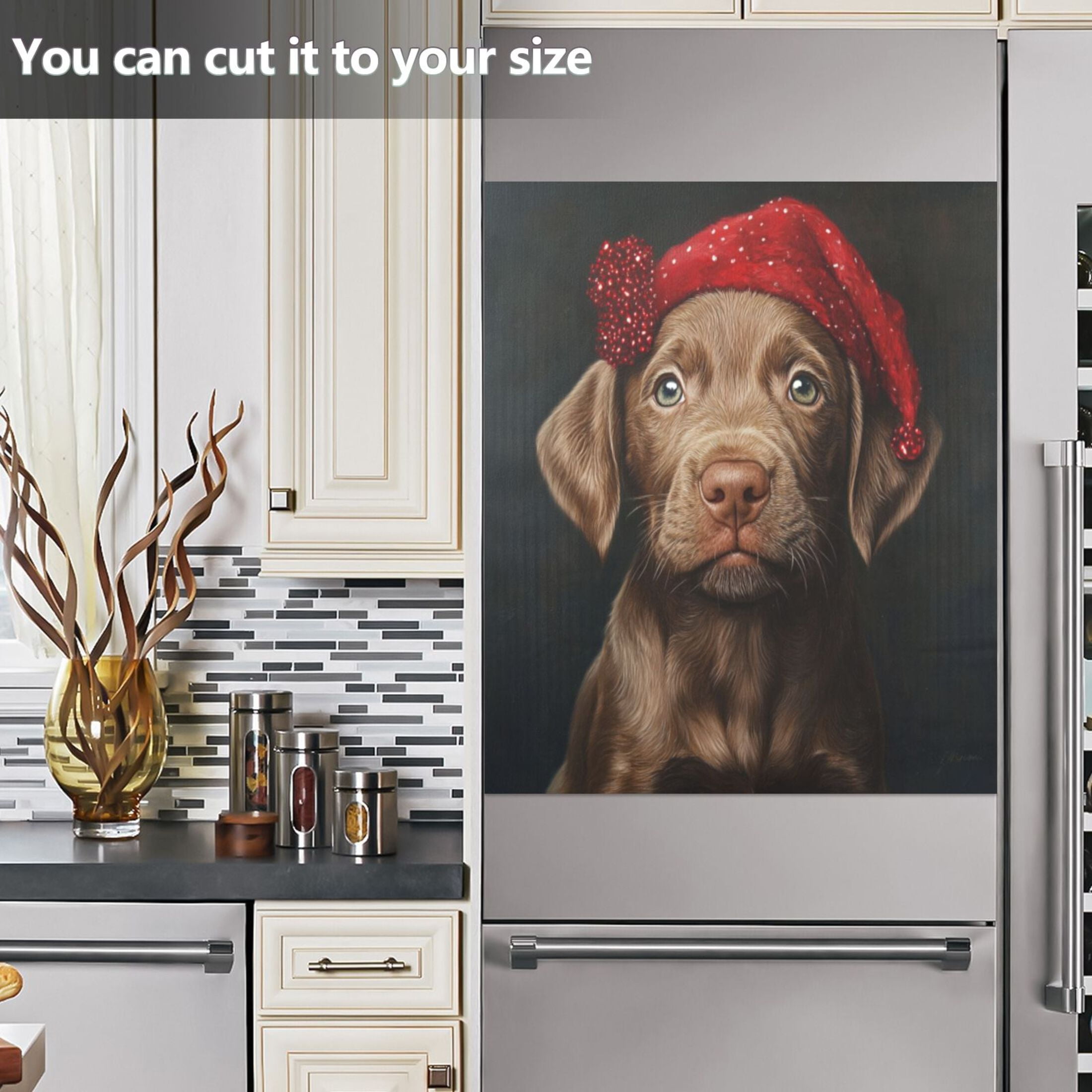 Dishwasher Magnetic Sticker 23x26 Inch Refrigerator Magnetic Sticker Washing Machine Magnetic Sticker Kitchen Panel Magnetic Sticker Home Decor Christmas Yellow Dog