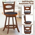 thumbnail image 5 of Costway 24" Height Set of 2 Bar Stools 360° Swivel Dining Chairs Solid Rubber Wood Leather Padded Seat, 5 of 10