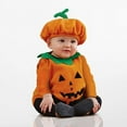 thumbnail image 3 of Gaexia Halloween Baby Outfit, Sleeveless Cartoon Bodysuit for Boy Girl, Romper with Hat Set,A05-Orange,6-12 Months, 3 of 7