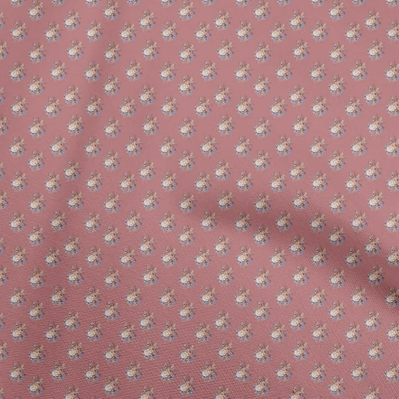 oneOone Polyester Spandex Pink Fabric Floral Sewing Material Print Fabric By The Yard 56 Inch Wide