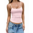 thumbnail image 2 of Womens Camisole Tops Square Neck Ribbed Tank Tops Spaghetti Straps Sleeveless Summer Shirt Pink XL, 2 of 8