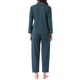 thumbnail image 3 of Conjunto de lounge para mujeres INSPIRE CHIC, de algodón, con botones, manga larga, pantalones con patrón acanalado y bolsillo, pijama, ropa de estar en casa, 2XL, azul lago, 3 of 6
