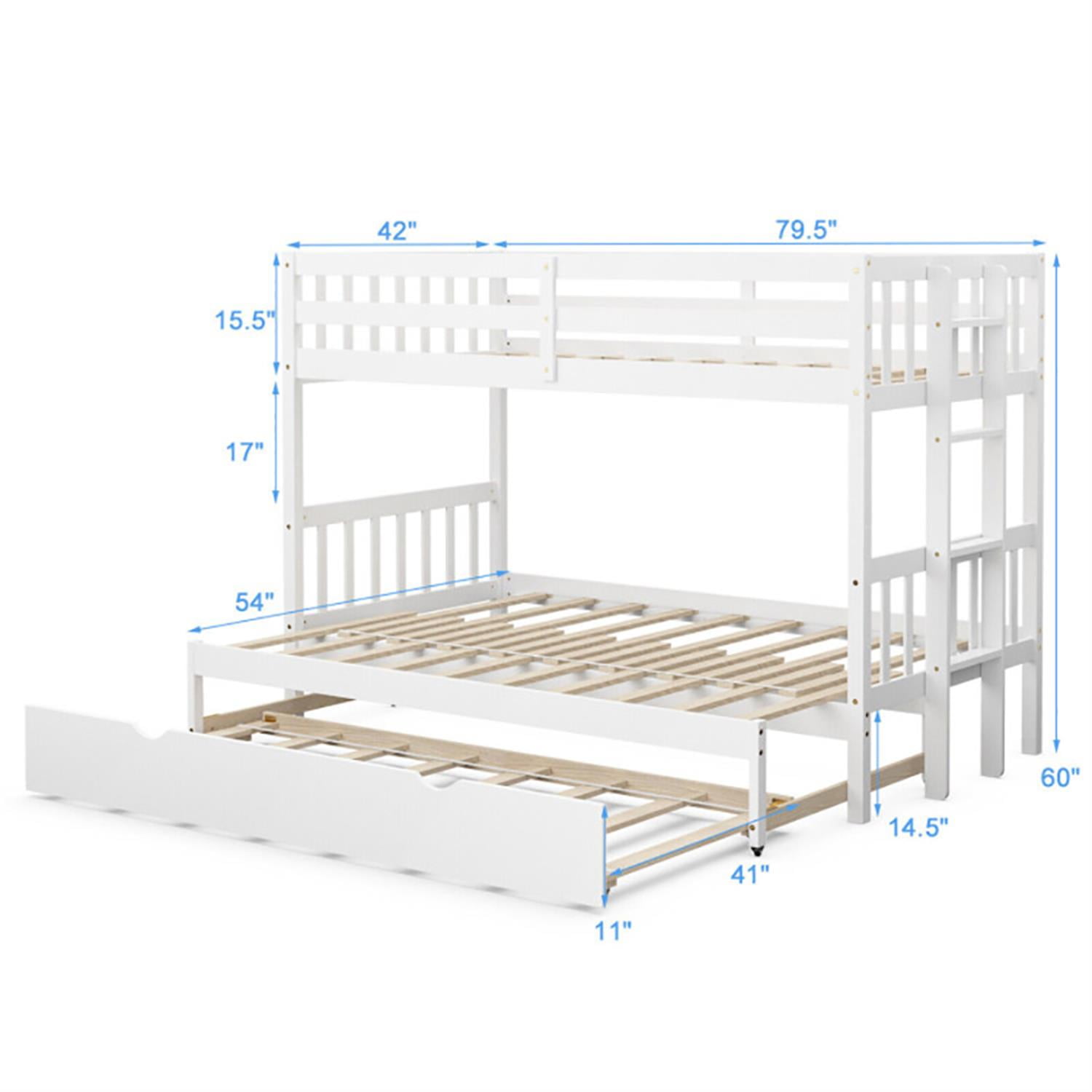 Demi Bonn Twin Pull-Out Bunk Beds with Ladder in the Steps and a Trundle, Bunk Bed Platform, White
