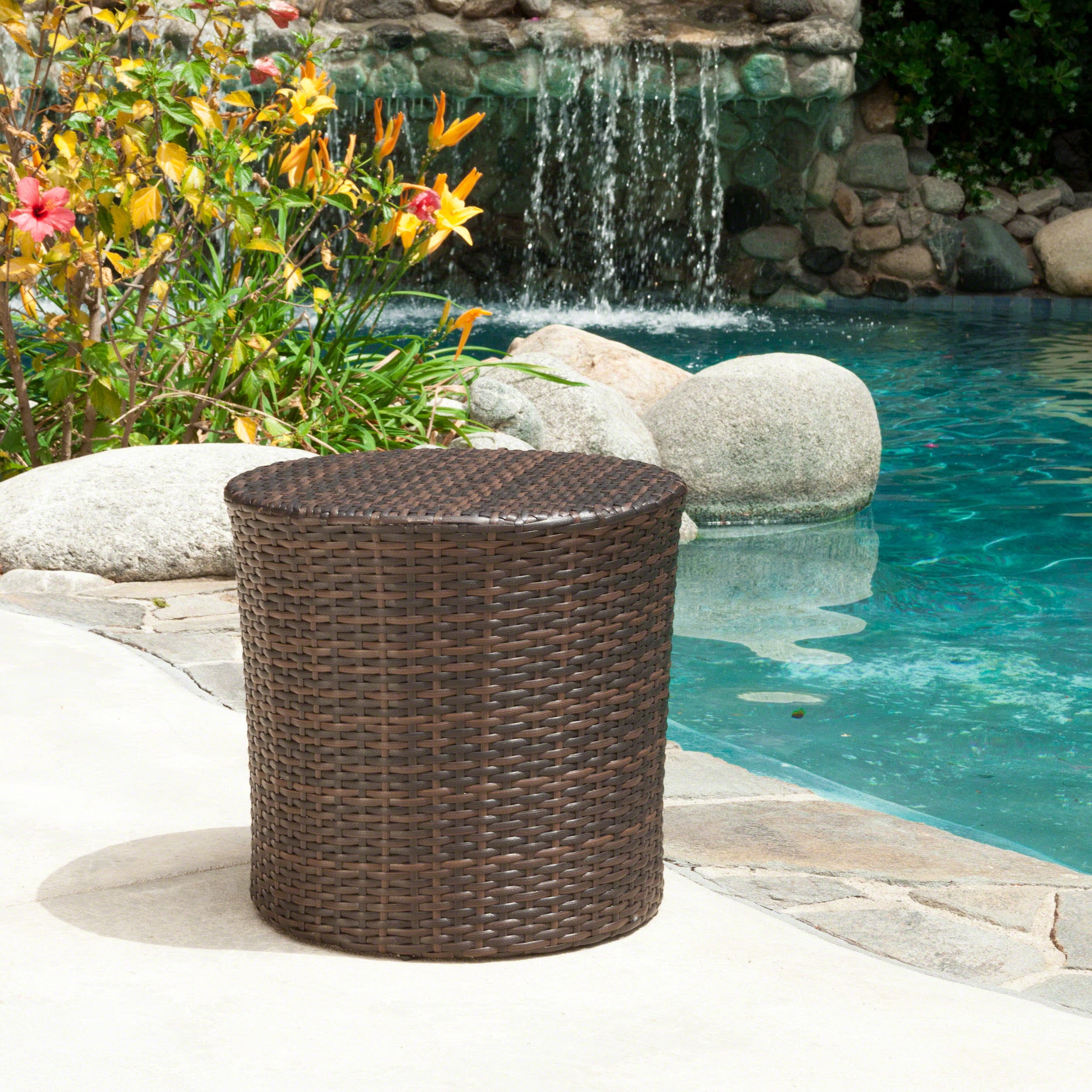Keaton Wicker Barrel Side Table