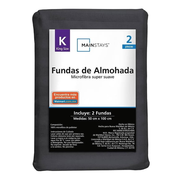 Fundas de Almohada Mainstays King Size Liso Gris
