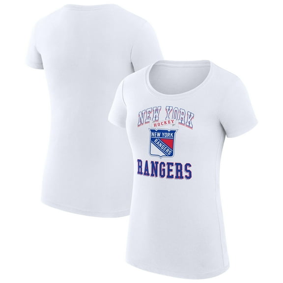 Women's G-III 4Her by Carl Banks White New York Rangers Super-Slim Fit Lightweight Team Logo Graphic T-Shirt