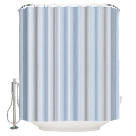 Blue Gray Striped Bathroom Shower Curtains with 12 Hooks Polyester Waterproof Shower Curtain for Stalls and Bathtubs Modern Boho Stripes Minimalist Decorative Bathroom Privacy Curtain 72x78 Inches