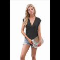 thumbnail image 1 of Camiseta Sin Mangas con Cuello en V Profundo para Mujer, Informal, con Mangas , de Punto Acanalado, Color Negro, Talla XL, 1 of 6