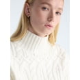 thumbnail image 4 of Free Assembly Women's Cable Knit Mock Neck Sweater, Midweight, Sizes XS-XXL, 4 of 5
