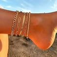 thumbnail image 3 of Ankle Bracelets for Women, 14k Gold Plated Waterproof Layered Cuban Figaro Link Chain Anklets Set Gold Anklets Jewelry Gift Adjustable Size 5pc, 3 of 5