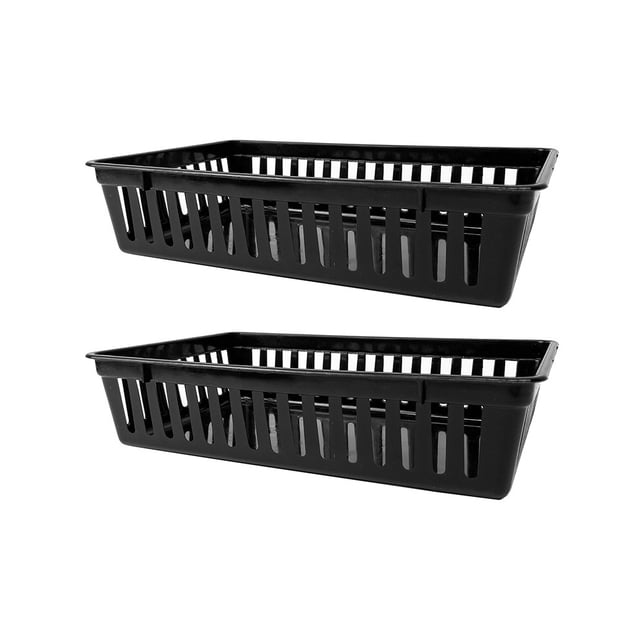 Bearachild Cesta miscelánea rectangular duradera y de moda de 2 bolsas para apilar y almacenar cesta organizadora de baño Almacenamiento y organización del hogar negro