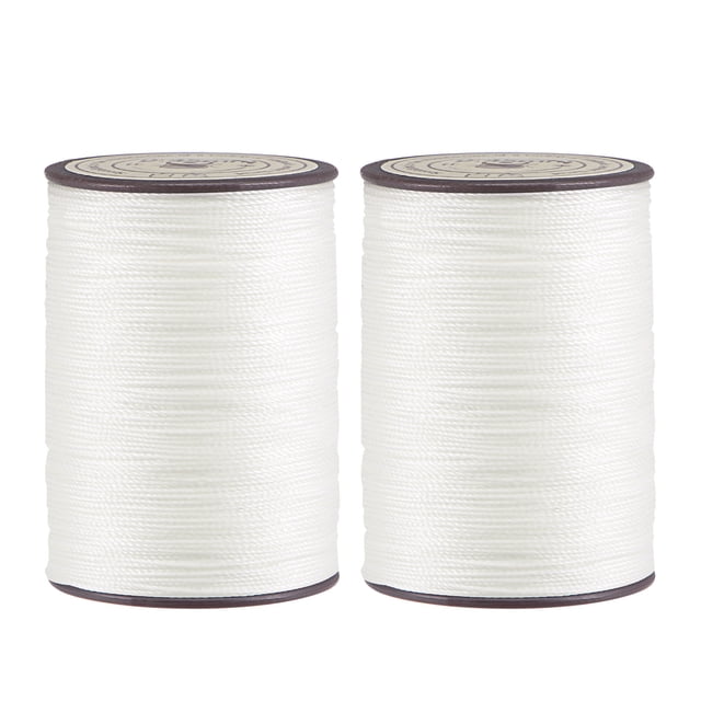 Unique Bargains 2 Pack Thin Waxed Thread 137 Yards 0.55mm Polyester String Cord for Machine Sewing Hand Quilting Weaving, Pearl
