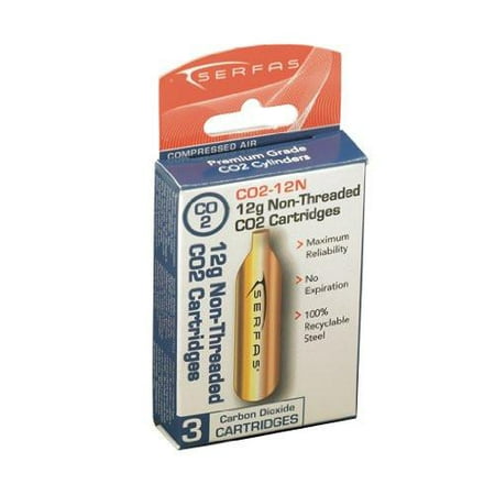 Co2 12g Non Thread - Serfas 12G Non-Threaded CO2 (3 pack) -