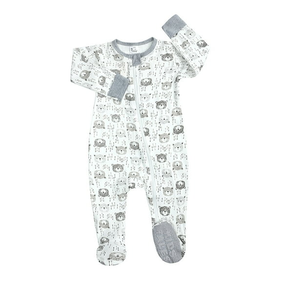 AOMPMSDX Baby Boys Girls Cartoon Romper Zip Front Non- Footed Sleeper Pajamas 0 Months-3 Months White