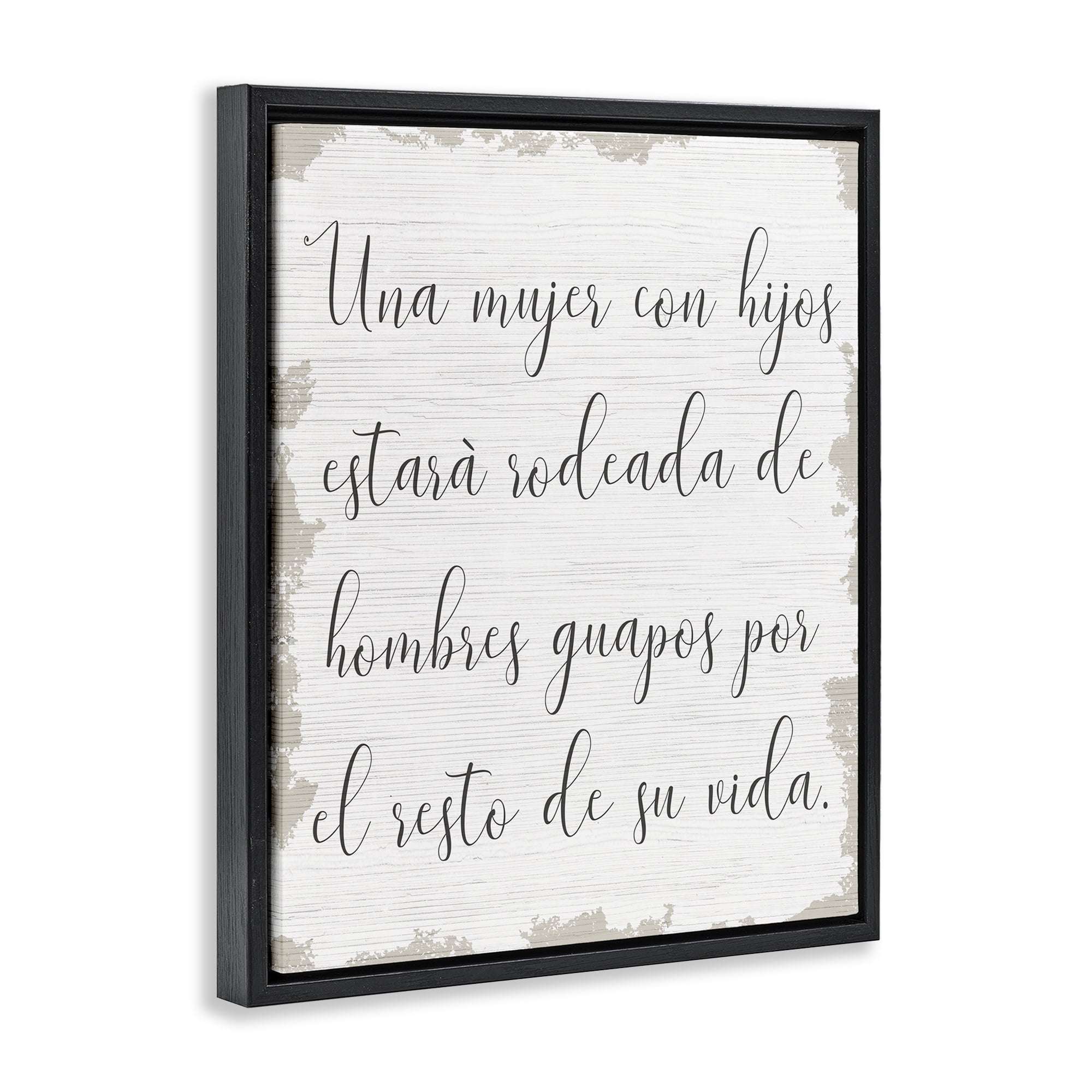 Stupell Industries Rodeada de Hombres Guapos Inspirational Quotes & Sayings Painting Black Floater Framed Art Print Wall Art, 17 x 21
