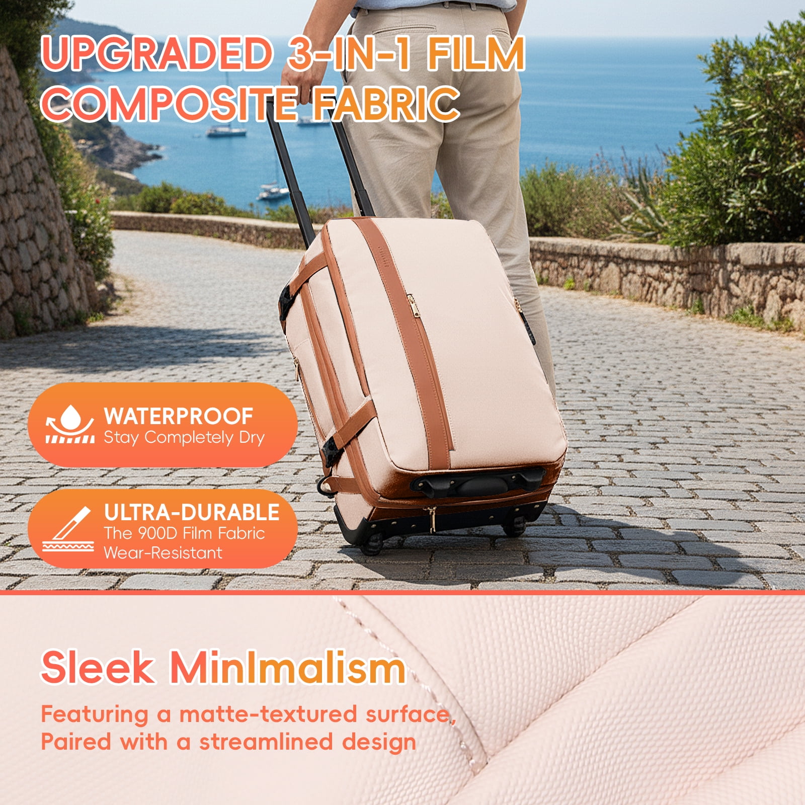 Fegat Rolling Vacuum Travel Backpack, 70L Expandable Compression Bag with Vacuum Pump,TSA Lock,Waterproof Carry on Luggage Vacuum Seal Backpacks Flight Approved for Travel Business Casual