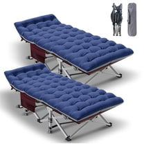 MOPHOTO 2PK Folding Camping Cot for Adults, Outdoor Portable Camp Bed with Carry Bag, Oxford Strong Heavy Duty Sleeping Cots with Mattress