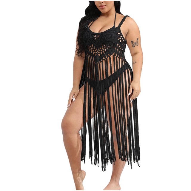 Birdeem Robes de Plage en Dentelle à Pompons Creux Couleur Unie Style Bohème