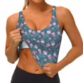thumbnail image 4 of Haiem Tulips Flowers Pattern Womens Sports Bra - U Neck Padded Low Impact Yoga Bra Workout Crop Top Gym Moisture-Wicking Workout Vest -Medium, 4 of 9