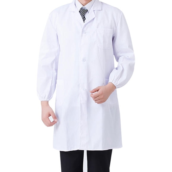 Freer Laboratory Coat Buttons Multi Pocket Short Sleeve Pet Shop School Factory Work Clothes Internship Section Beautician Use Long Sleeve XL