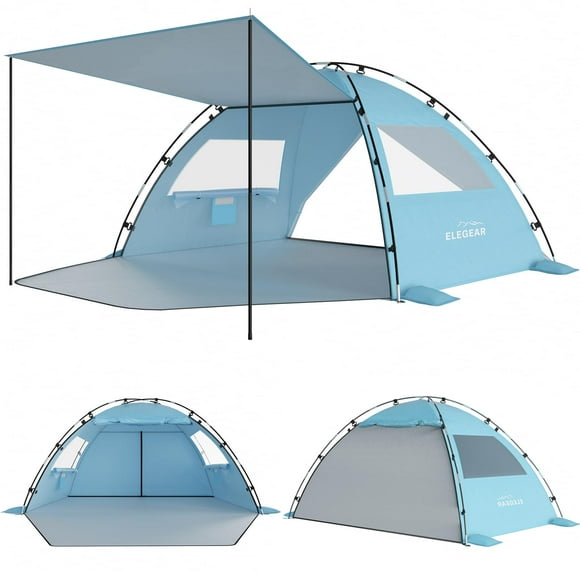 Carpa de playa Elegear para 6-8 personas con protección solar UPF 50+, color azul