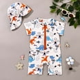thumbnail image 2 of Toimothcn Kids Boys Swimsuit Short Sleeve Cute Cartoon Crab Printed One Peice Bathing Suit Quickly Dry Soft Swimwear 9-12 Months, 2 of 9