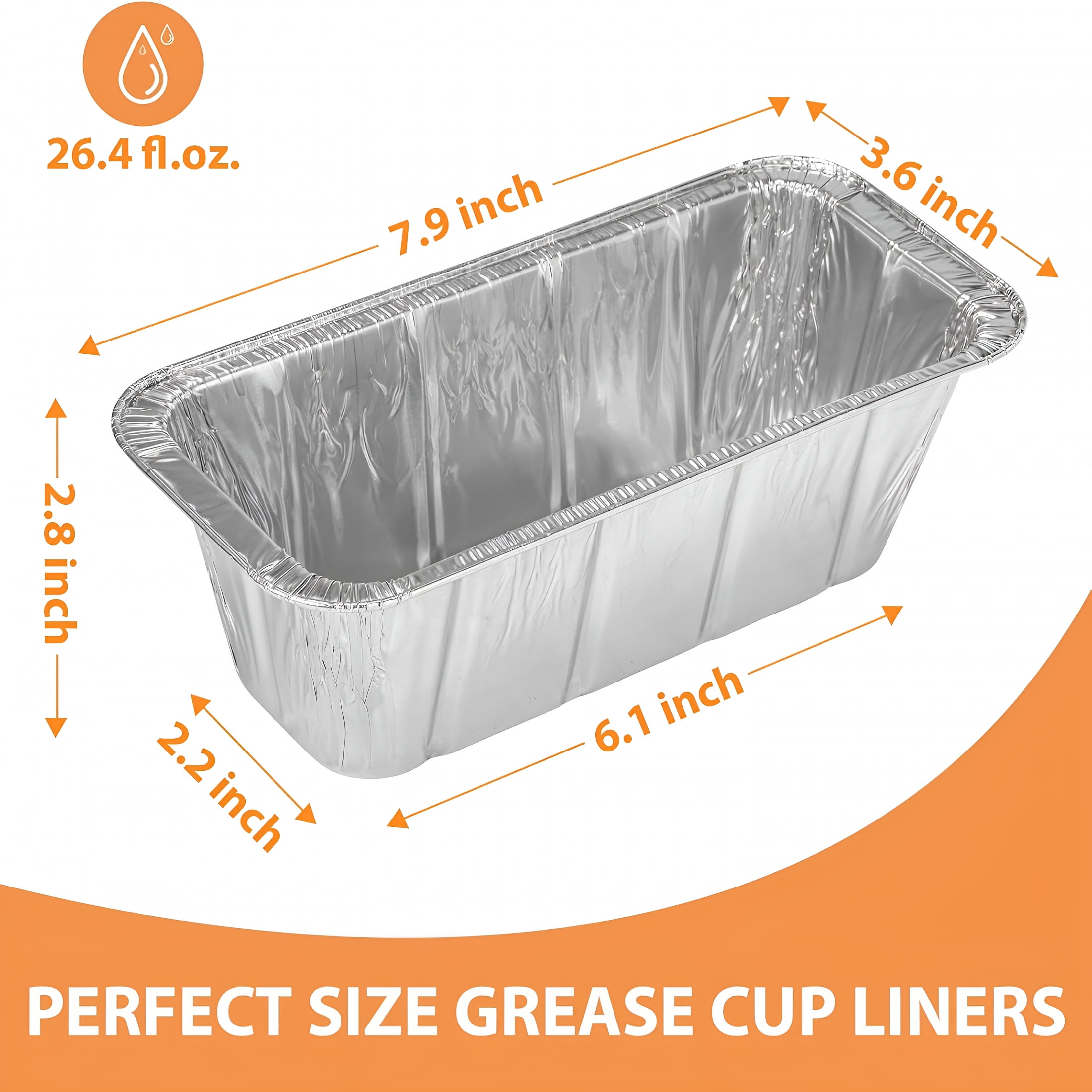 ACDANC 100 Pack Blackstone Griddle Accessories Grease Catcher Cup Liners, Aluminum Foil Drip Pan Disposable for 17"; 22"; 28"; 36"; Blackstone Griddle Drip Tray Holder Grill Rear Grease Cup Liners