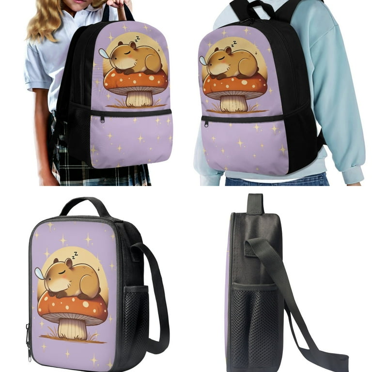Live At Space Backpack For School Bag Bookbag Teen Set Daypack With Lunch And Pencil Case Pink Marble