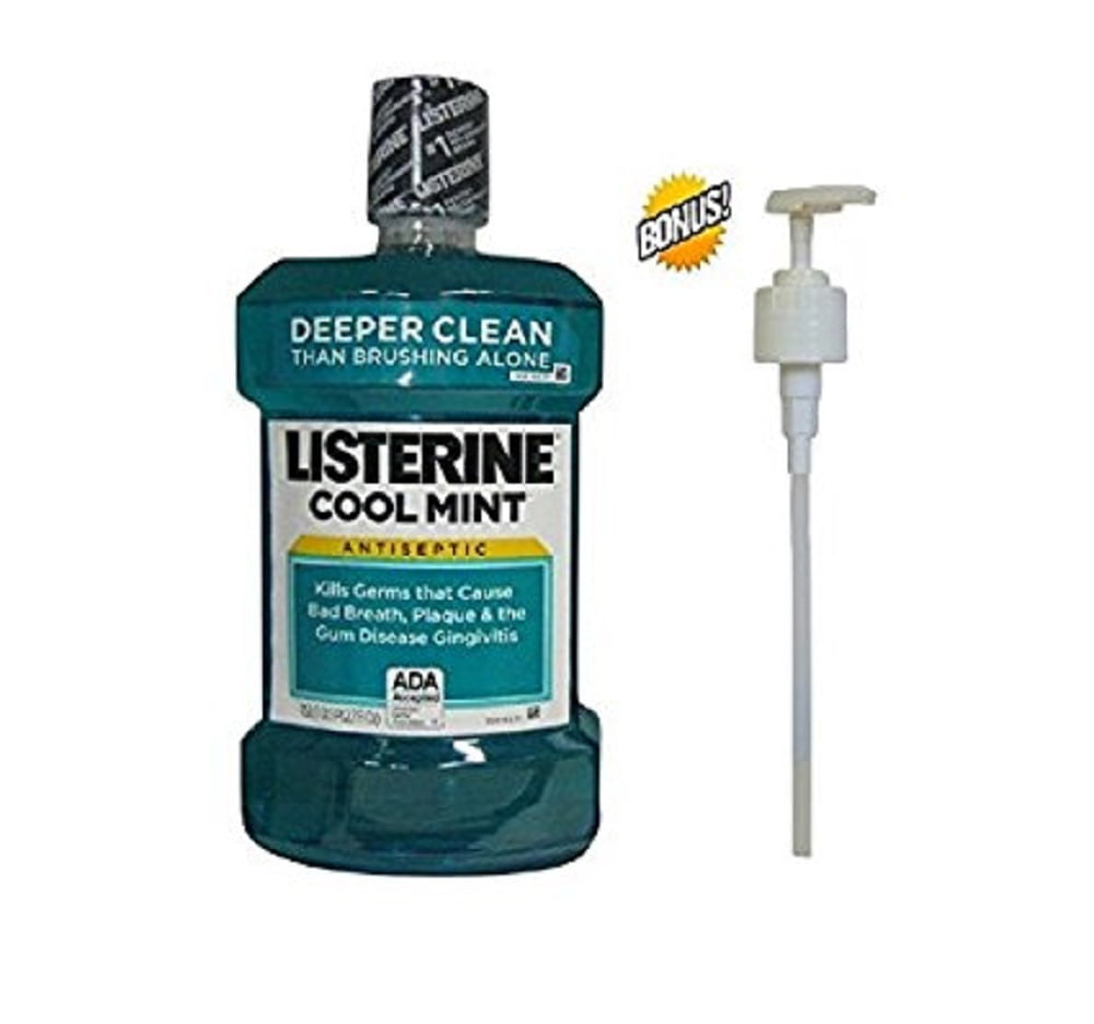 Cool Mint Listerine Antiseptic Mouthwash Plus Special Designed Pump