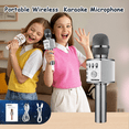 thumbnail image 3 of BONAOK Wireless Bluetooth Karaoke Microphone, 3-in-1 Portable Handheld Mic Speaker Party Machine for All Smartphones,Gifts for Kids Adults Q37 (Gray), 3 of 13