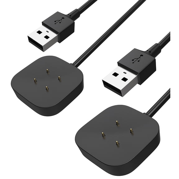 Yaekea USB Charger for Sense/Versa 4 / Versa 3 / Sense 2 Replacement Charging Cord for Google Pixel 3/ 2 Smart Watch Charger Dock Stand Strong Magnet Charging Cable 3.3Ft (2 Pack)