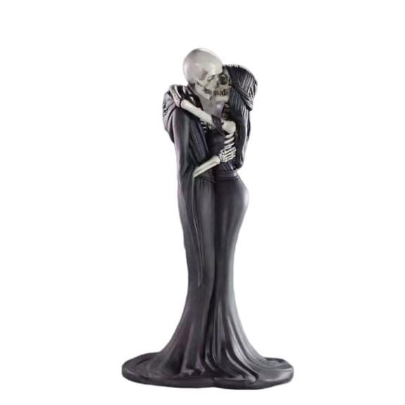 Gothic Skeleton Couple Figurine Resin Skull Lovers Statue Halloween Decor, Love Skeleton Ornament For Bedroom Mantel Home Decoration, Romantic Resin Statue Gift For Couple Wedding Anniversary Gift