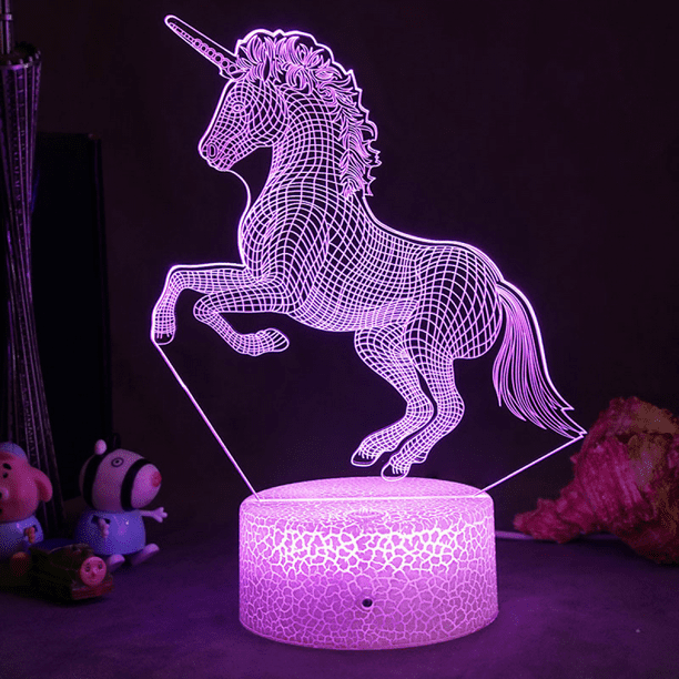 3D Unicorn Night Lights, 3D Optical Illusion LED Lamps with Remote