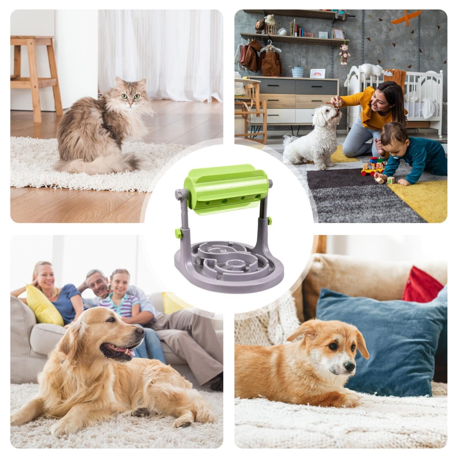 Pet Roller Slow Feeder Bowl Interactive Puzzle Dog Cat Slow Eating Bowl Anti Choke Roller Design Healthy Eating Pet Food Bowl for Dogs Cats Large Capacity