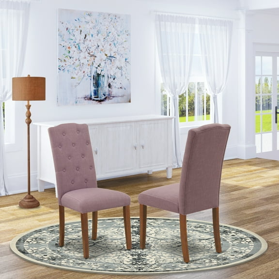 Parson Chair Celina Accent Chair Linen Fabric Mahogany Legs Comfortable Seating