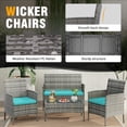 thumbnail image 5 of ELPOSUN Patio Furniture 4 Pieces Outdoor Wicker Rattan Chair Balcony Conversation Sets Porch Furniture Sectional Loveseat w Cushions and Table for Backyard Pool Garden (Grey-Turquoise), 5 of 8
