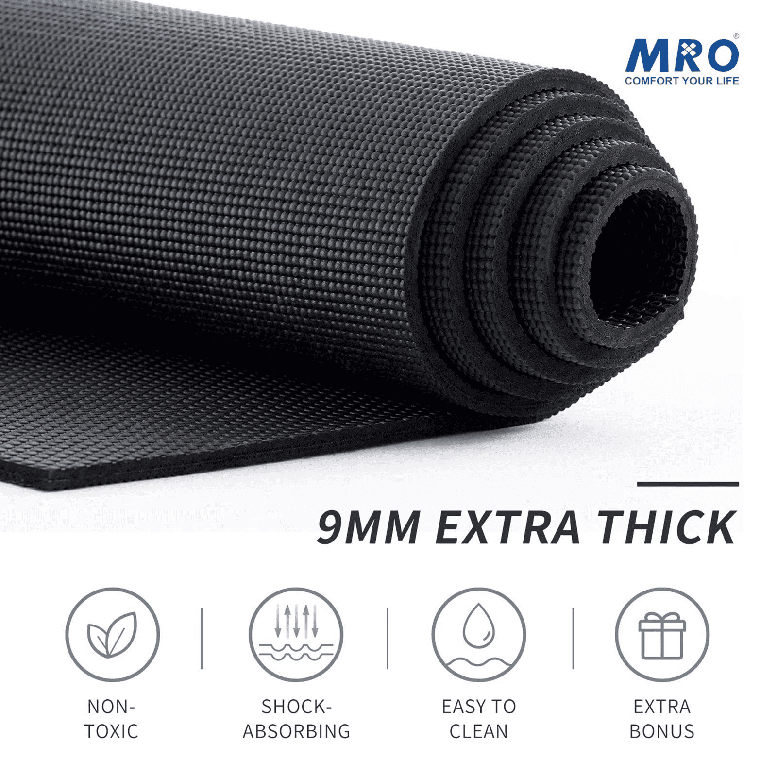 Premium Large Yoga Mat 72"x 48"x 9mm, Feel Free to Move, Non-Slip, Extra Wide and Thick Exercise Mats for Home Gym Workout, High Resilience, Ultra Comfortable Big Mat for Men and Women Fitness