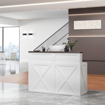 VEVOR Reception Desk, 46 Inch Rectangular Front Counter Table, Office ...