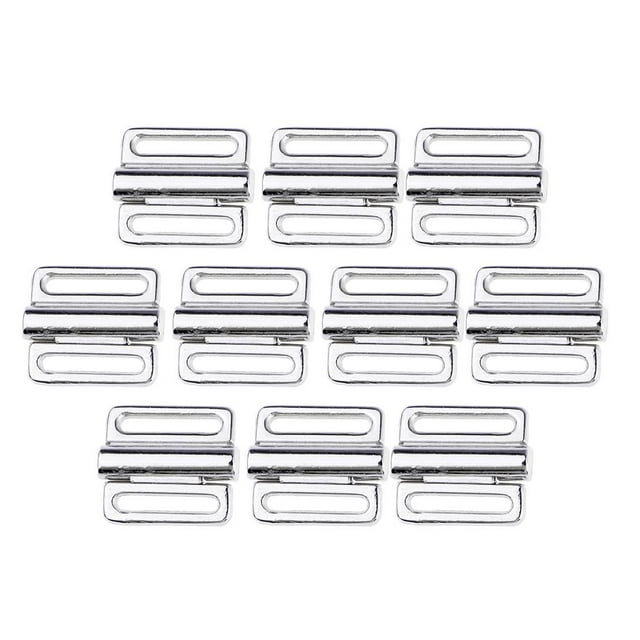 10 Pcs Alloy Lingerie Bra Strap Sliders Adjuster Hook Clasps Fastener for Bikini 9.5mm