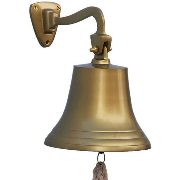 Hampton Nautical 3xglass-101 Antique Brass Hanging Ship's 9" Bell-Nautical Decor, 9 inch