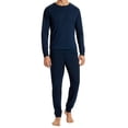 thumbnail image 2 of UNCOVER by SCHIESSER Pijama para hombre, conjunto de 2 piezas - largo, cuello redondo, algodón, liso/estampado Azul scuro S (Small), 2 of 5