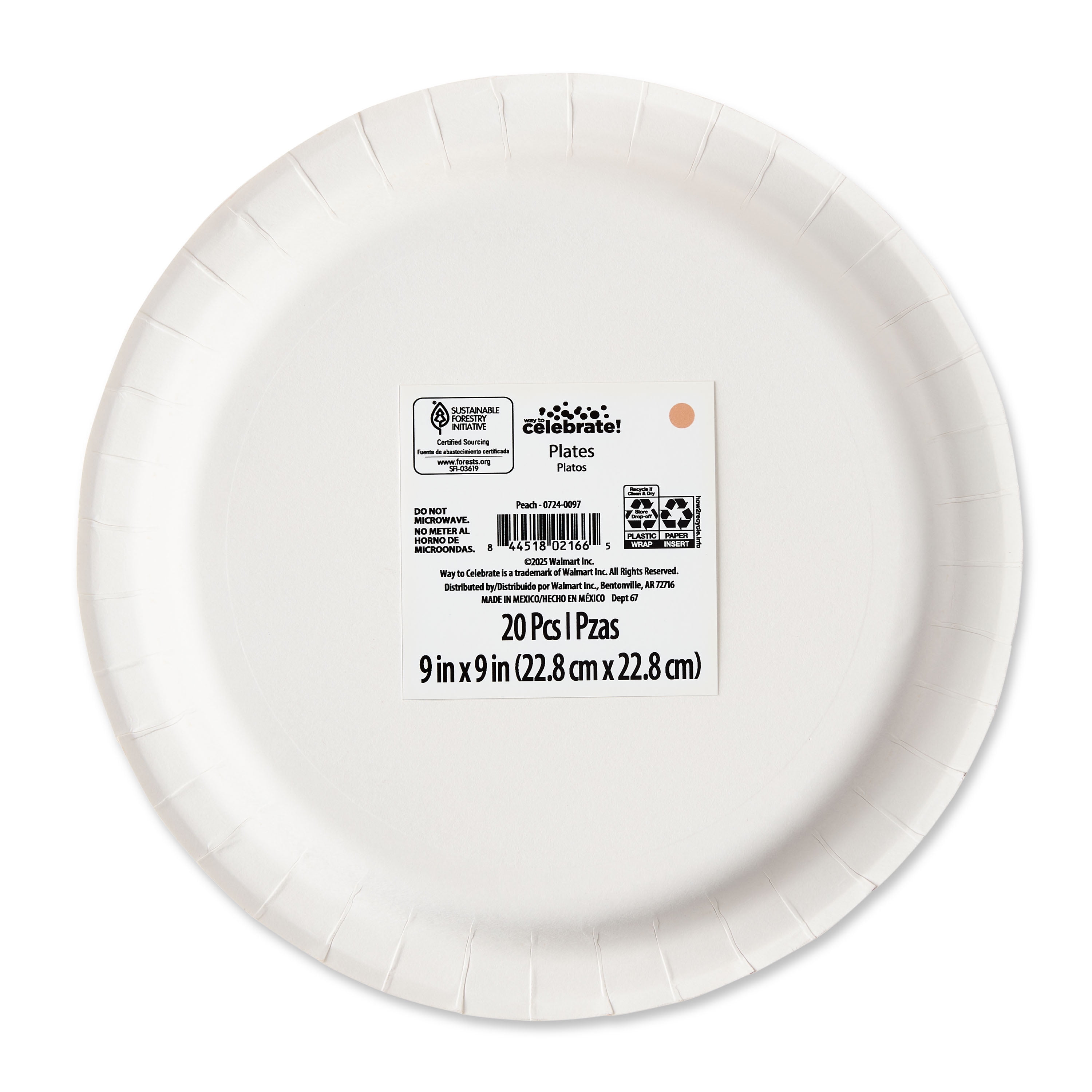 Disposable Peach Party Paper Plates, Serves 20, 9", by Way To Celebrate