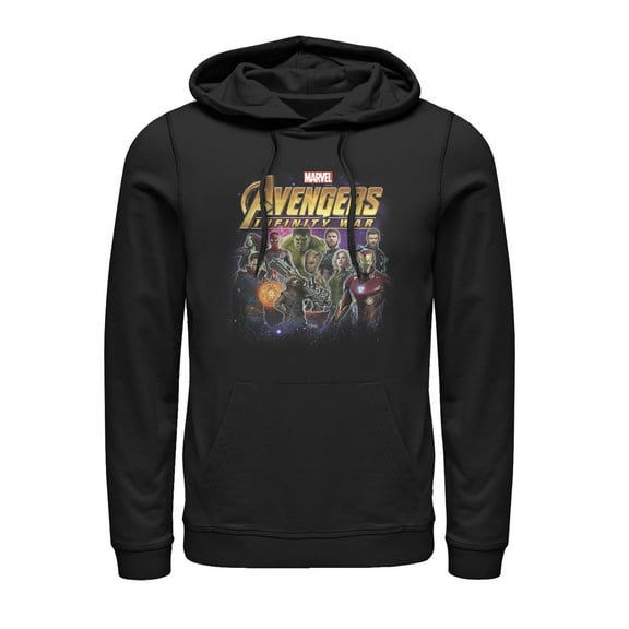 Men's Marvel Avengers: Infinity War Character Shot  Pull Over Hoodie Black 2X Large