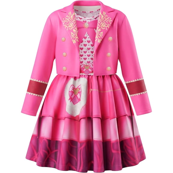 Guvpev Halloween Princess Costume for G'irls, Pink Princess Dress with Jacket & Dress, Halloween Cosplay Party Outfit & Fancy Dress Up for 3-12 Y